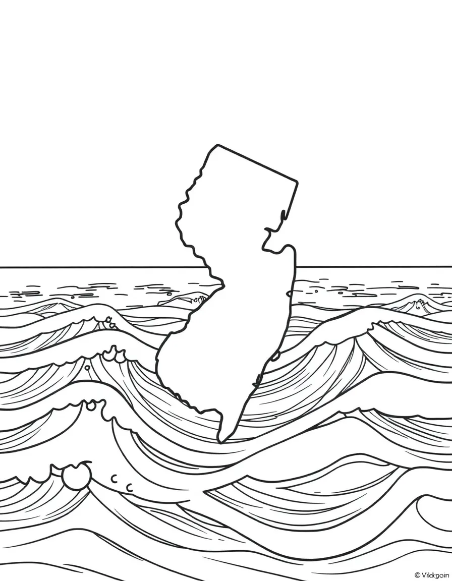 (New Jersey) A simple drawing of the Atlantic Ocean waves