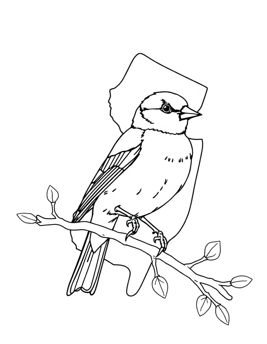 (New Jersey) A Jersey goldfinch bird (state bird) on a branch