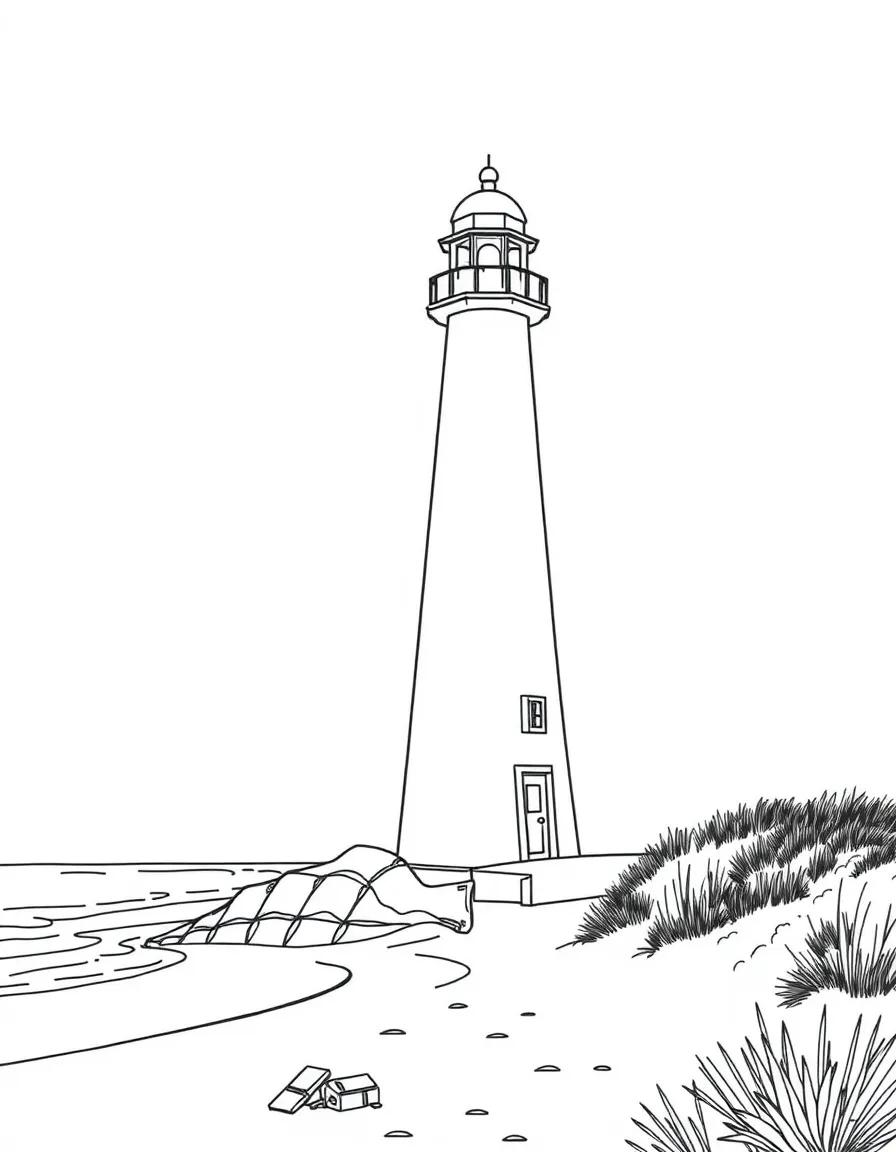 (New Jersey) The Long Beach Island lighthouse and beach