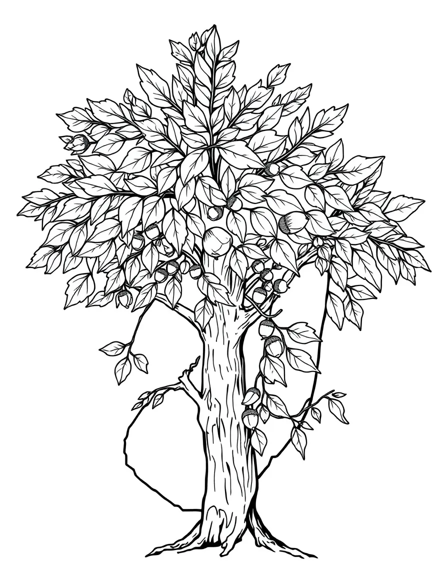 (New Jersey) A Jersey oak tree (state tree) with acorns