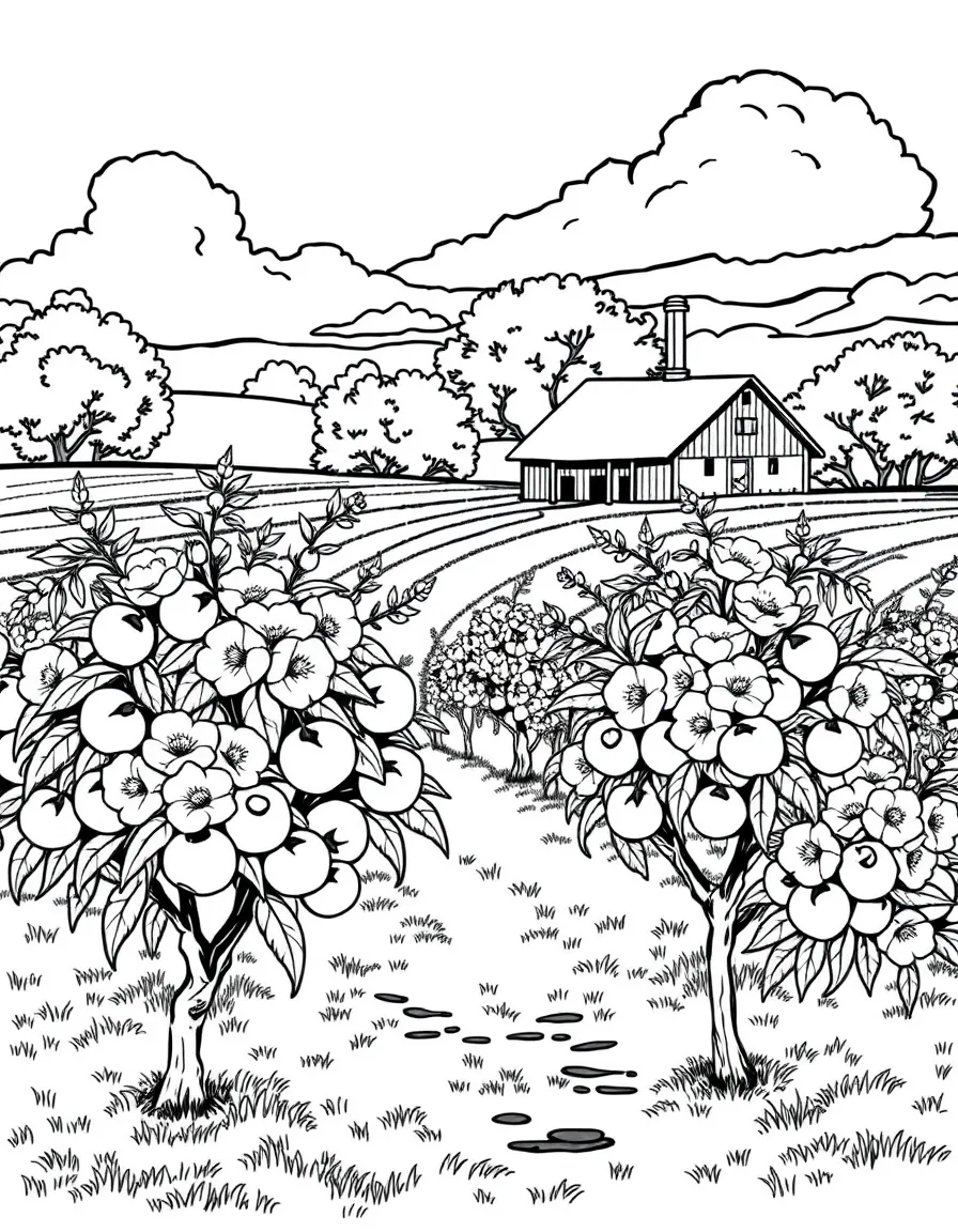 (Delaware) A farm with peach trees in bloom