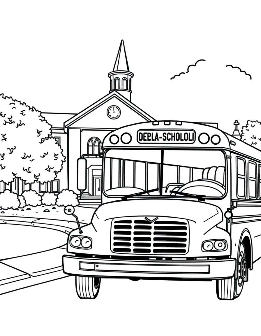 (Delaware) A school bus driving past a Delaware school