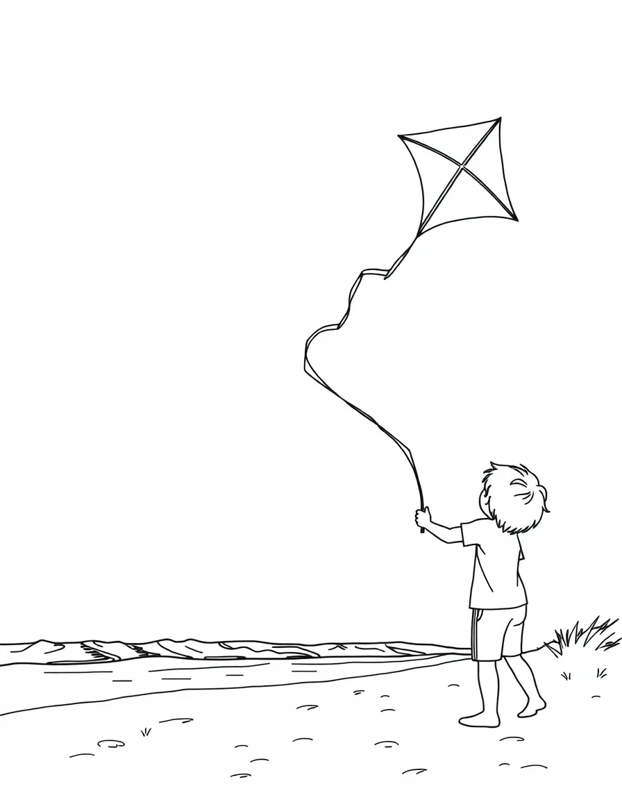 (Delaware) A kid flying a kite at Bethany Beach