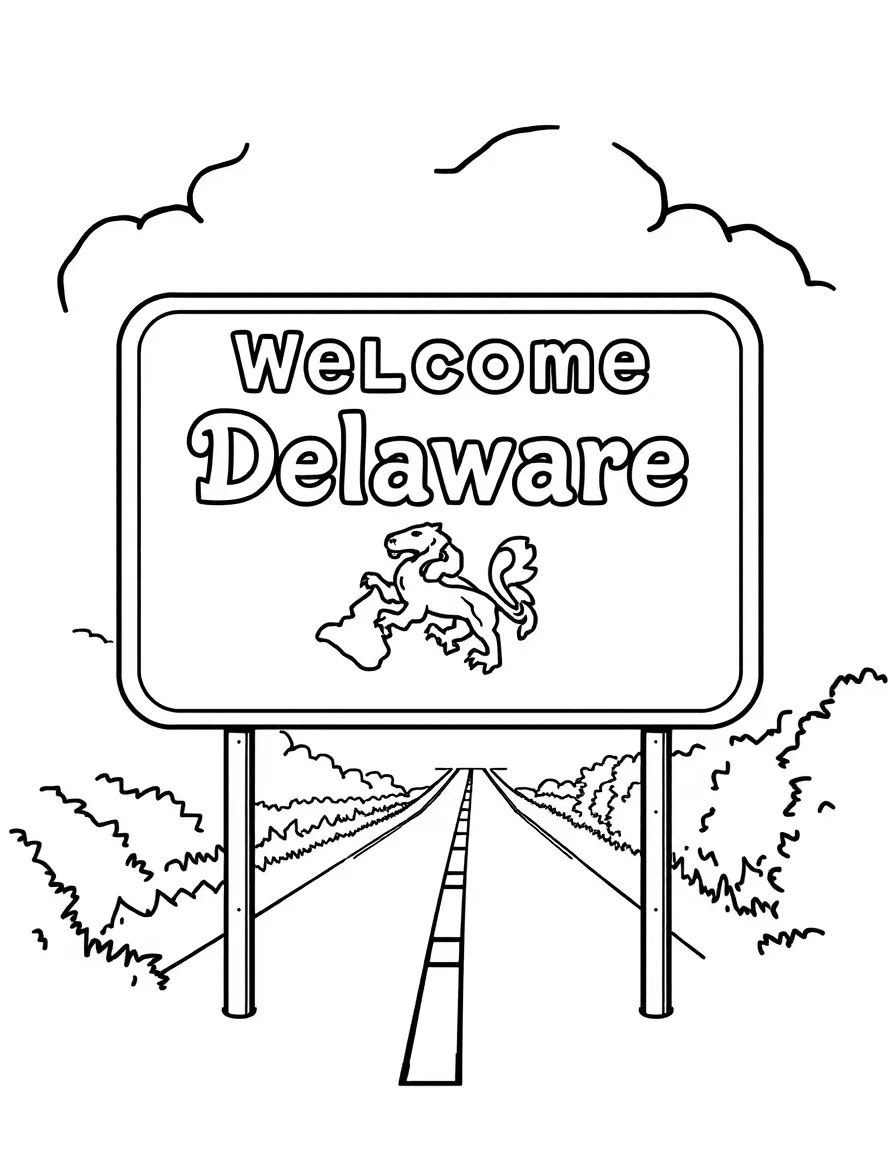 (Delaware) Delaware’s iconic “Welcome” highway sign