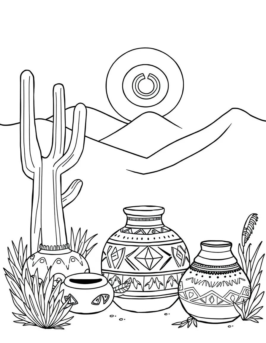 (Arizona) Native American pottery and blankets