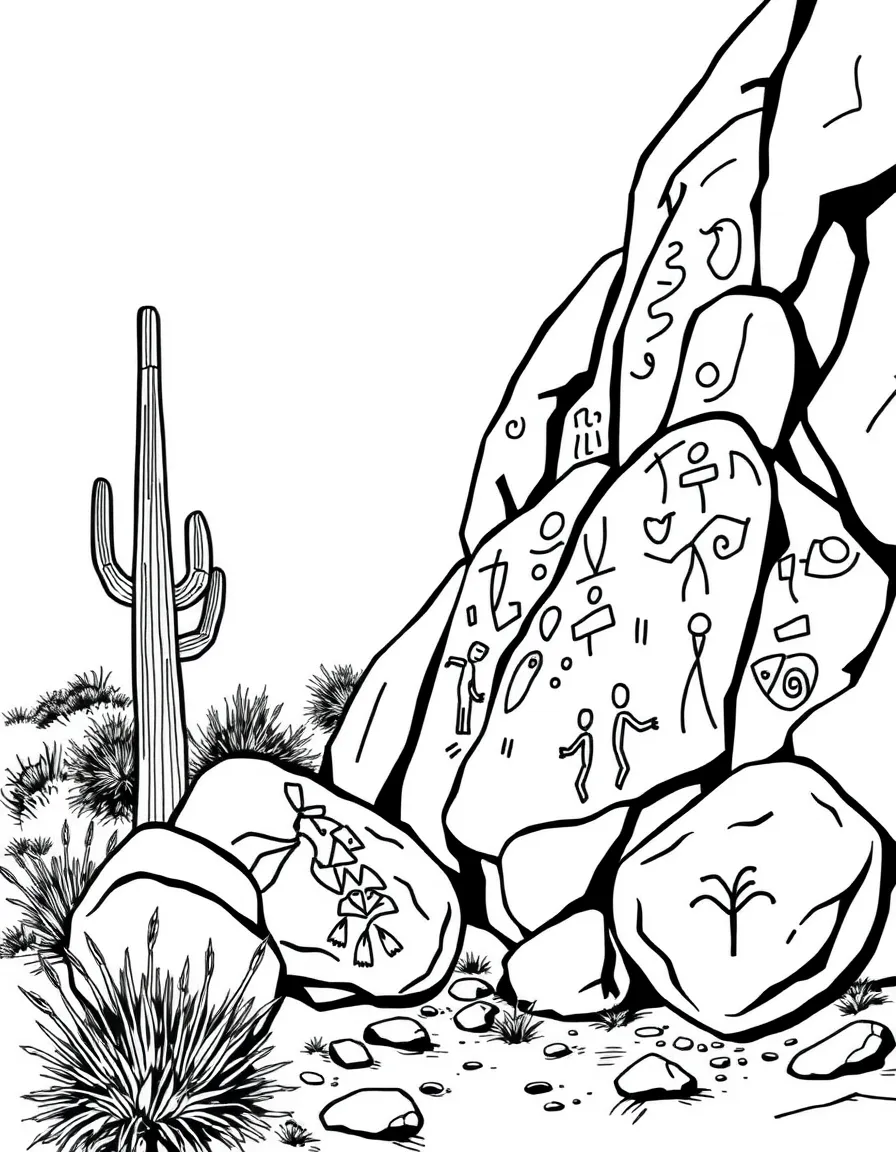 (Arizona) Hohokam petroglyphs on rocks