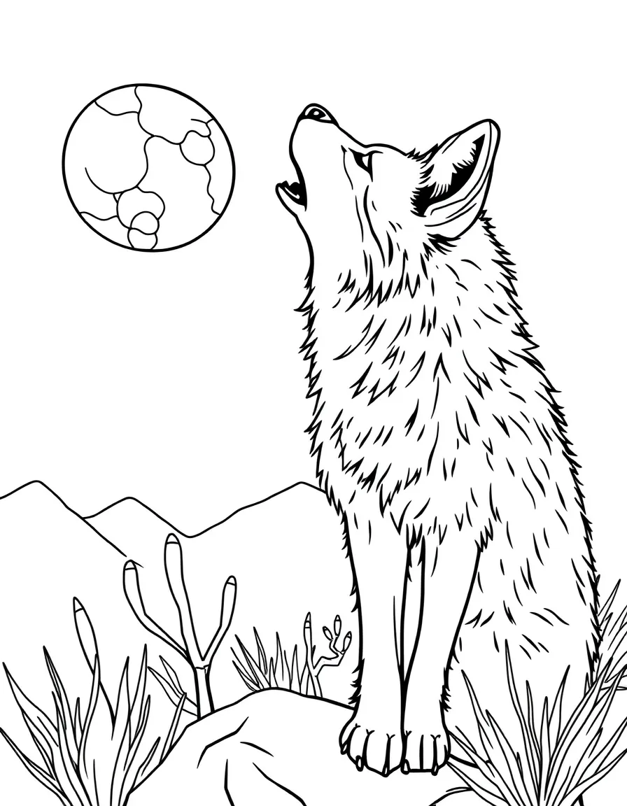 (Arizona) A coyote howling at the moon