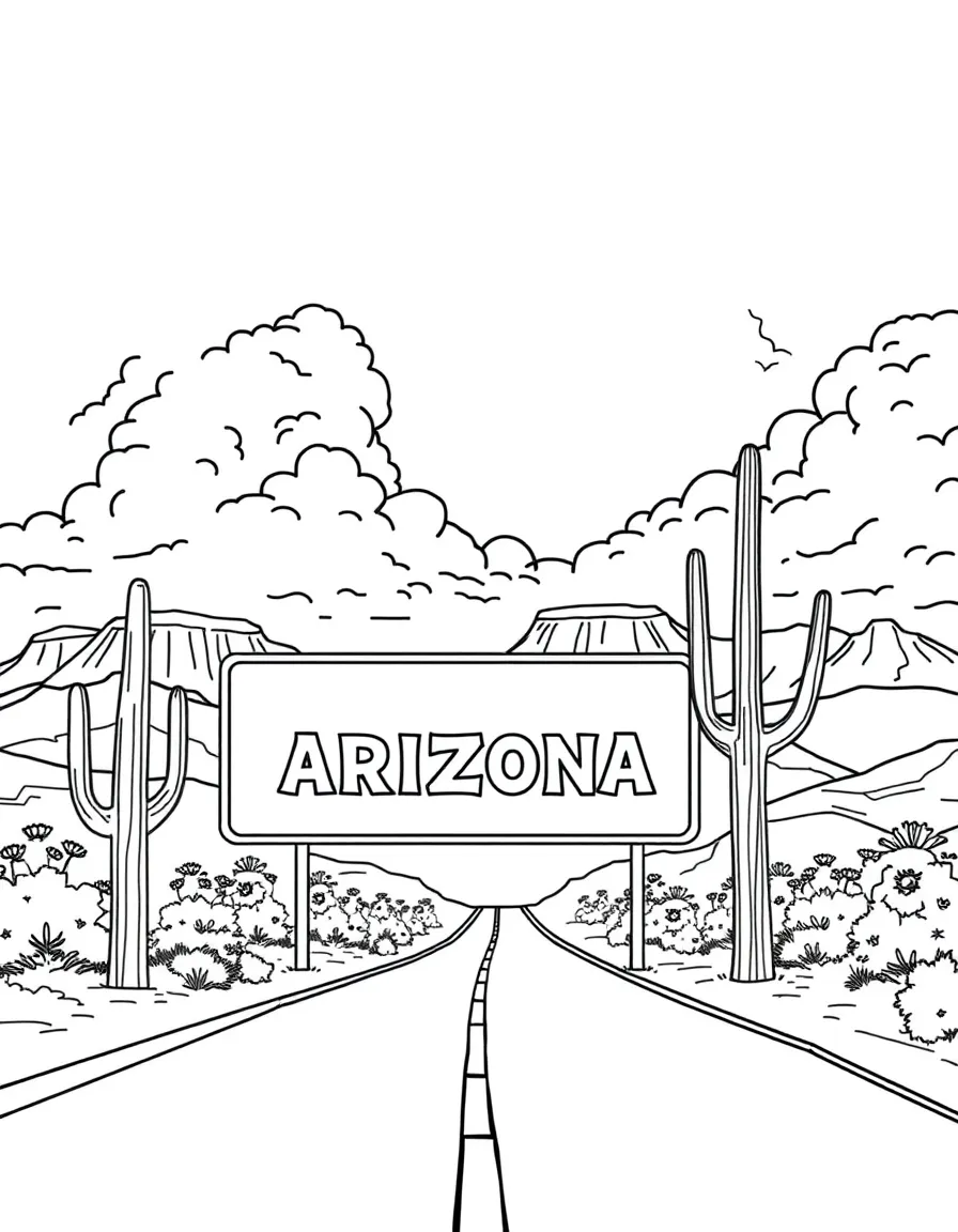 (Arizona) An Arizona welcome sign at the state border
