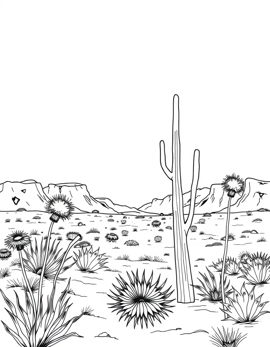 (Arizona) A desert scene with tumbleweeds blowing