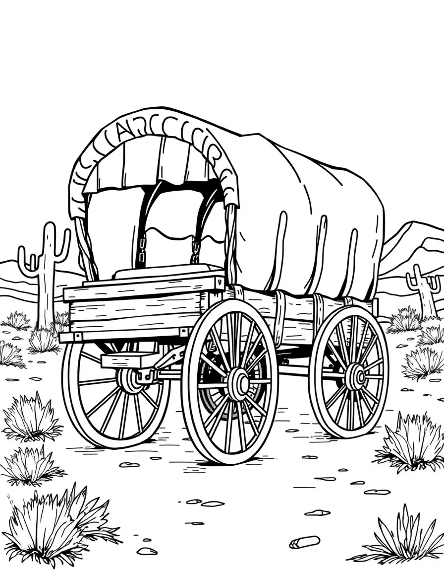 (Arizona) A covered wagon from pioneer days