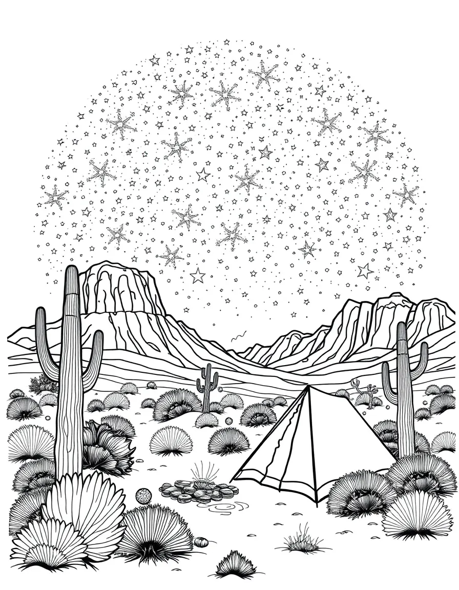 (Arizona) A desert campsite under the stars