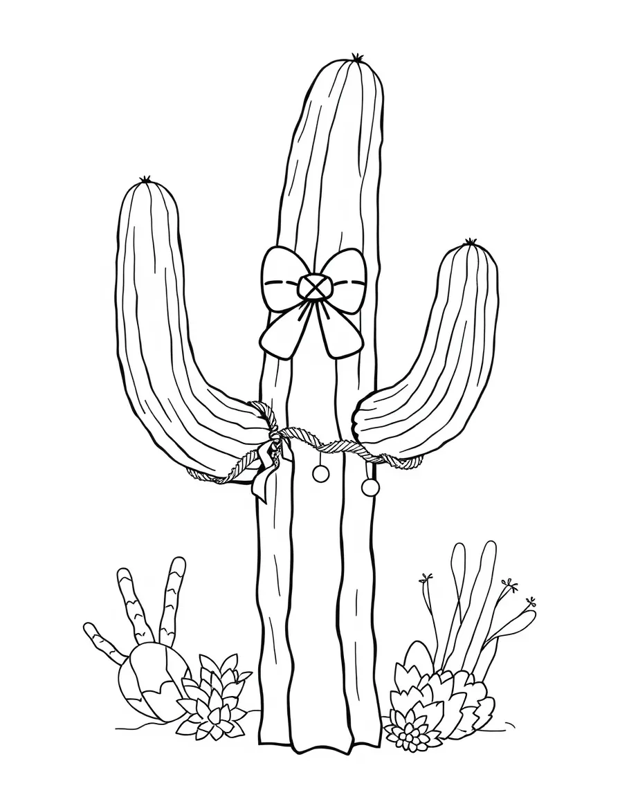 (Arizona) A saguaro cactus decorated for holidays