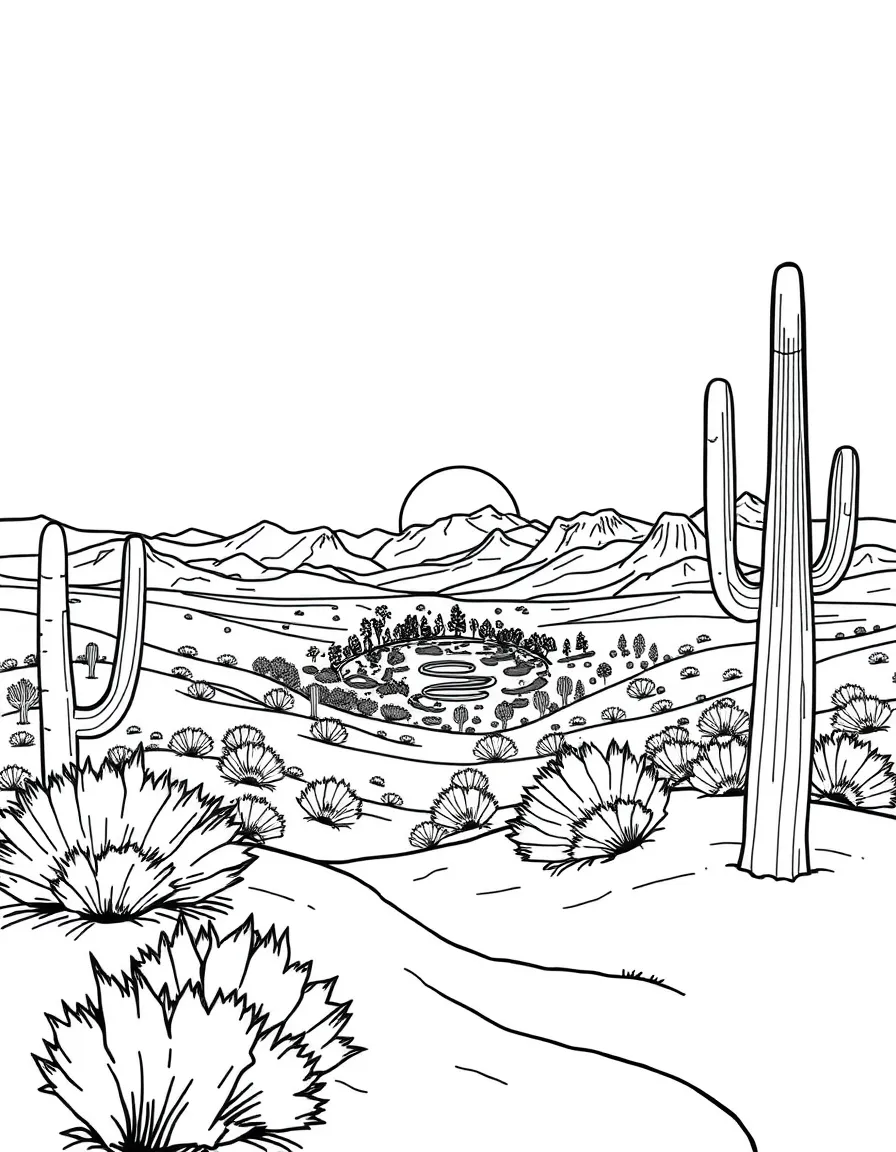 (Arizona) A desert mirage with a distant oasis