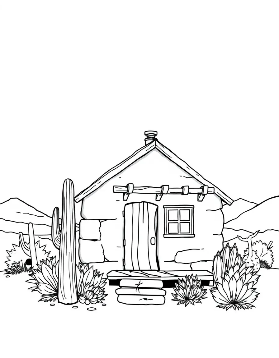 (Arizona) A desert cabin with a chimney