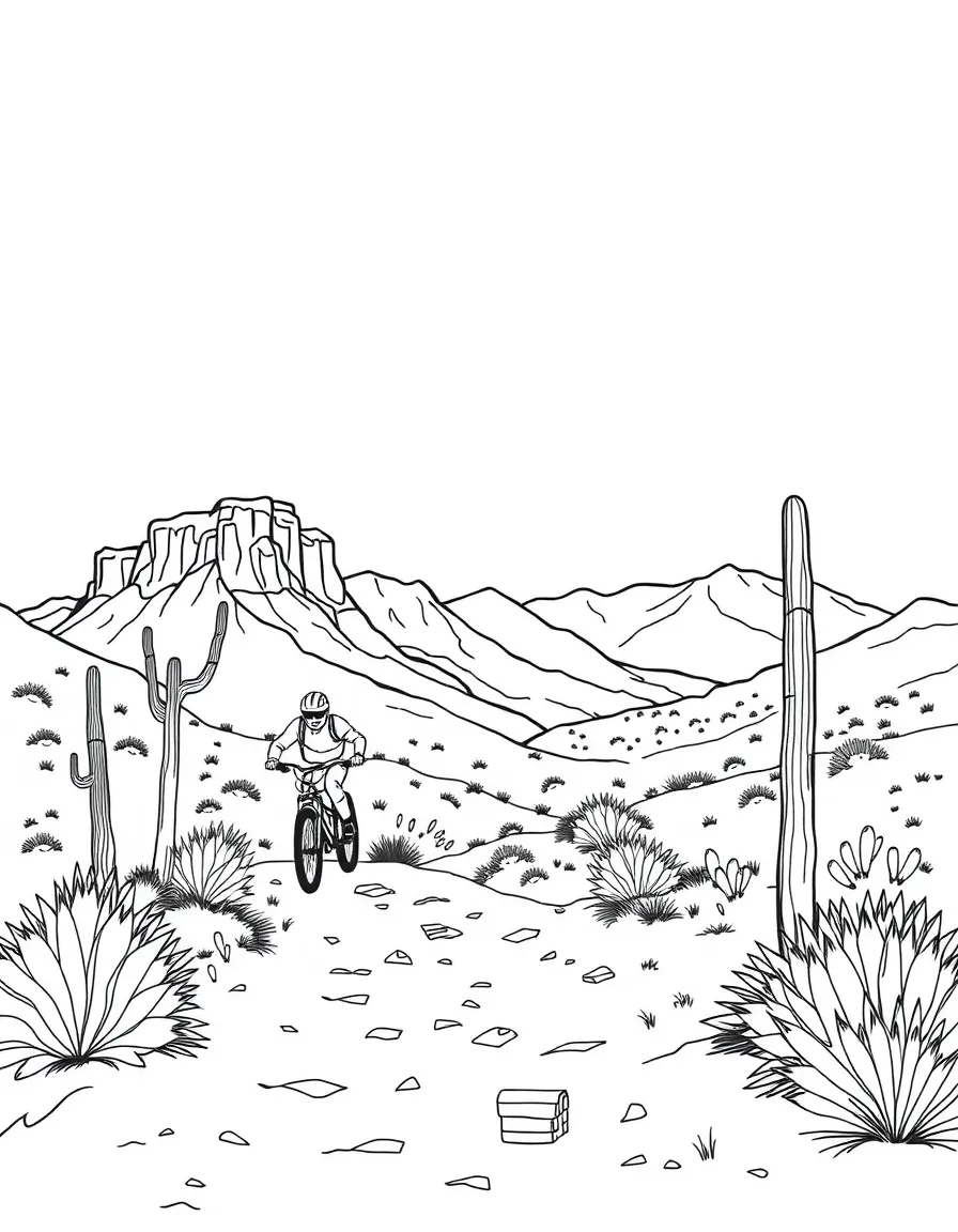 (Arizona) A mountain biker on a desert trail