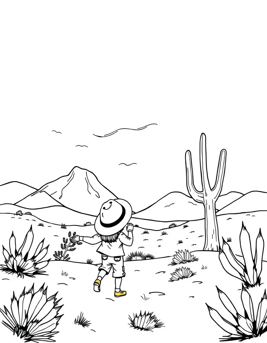 (Arizona) A desert wind blowing a child’s hat away