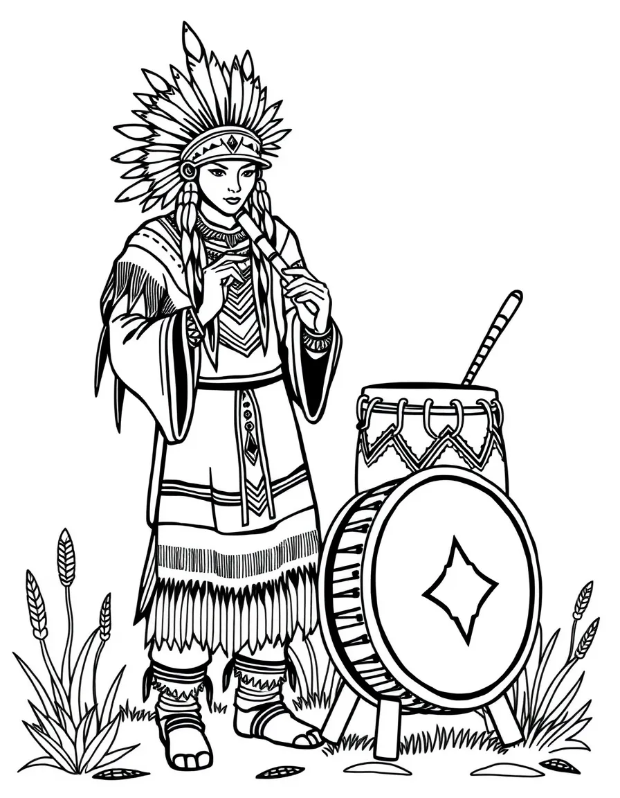 (Arizona) A Native American flute and drum set