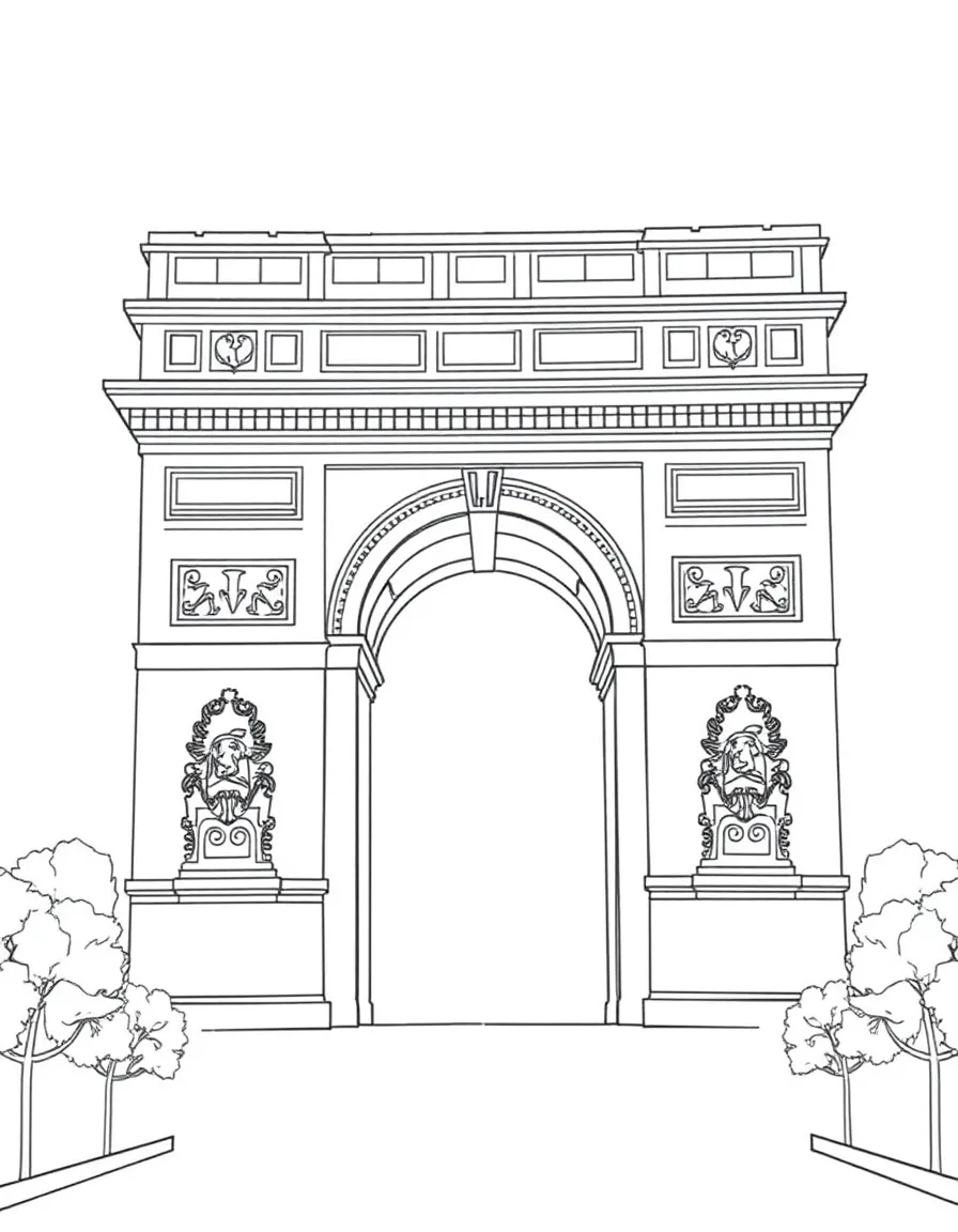 (France) Arc de Triomphe with simple archway and decorative details