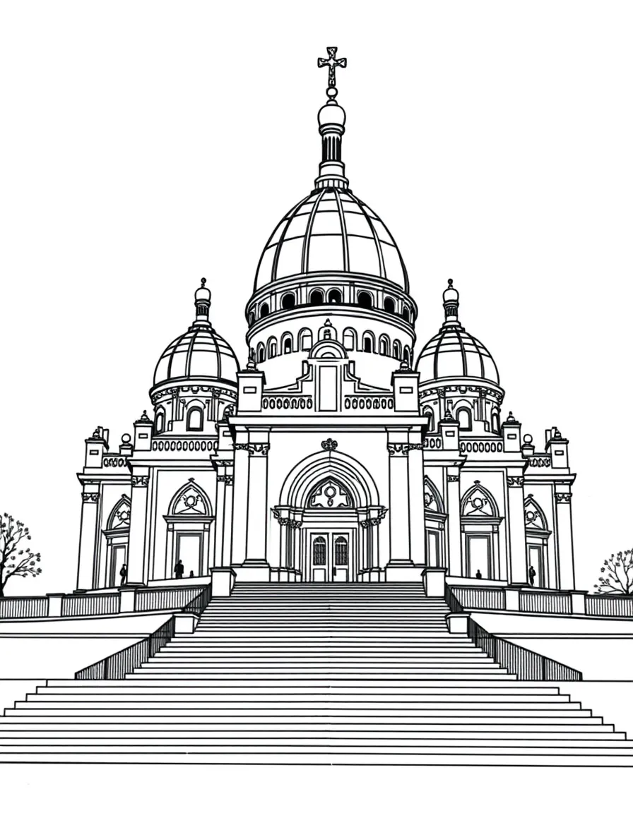 (France) Sacré-Cœur Basilica with its white domes and steps