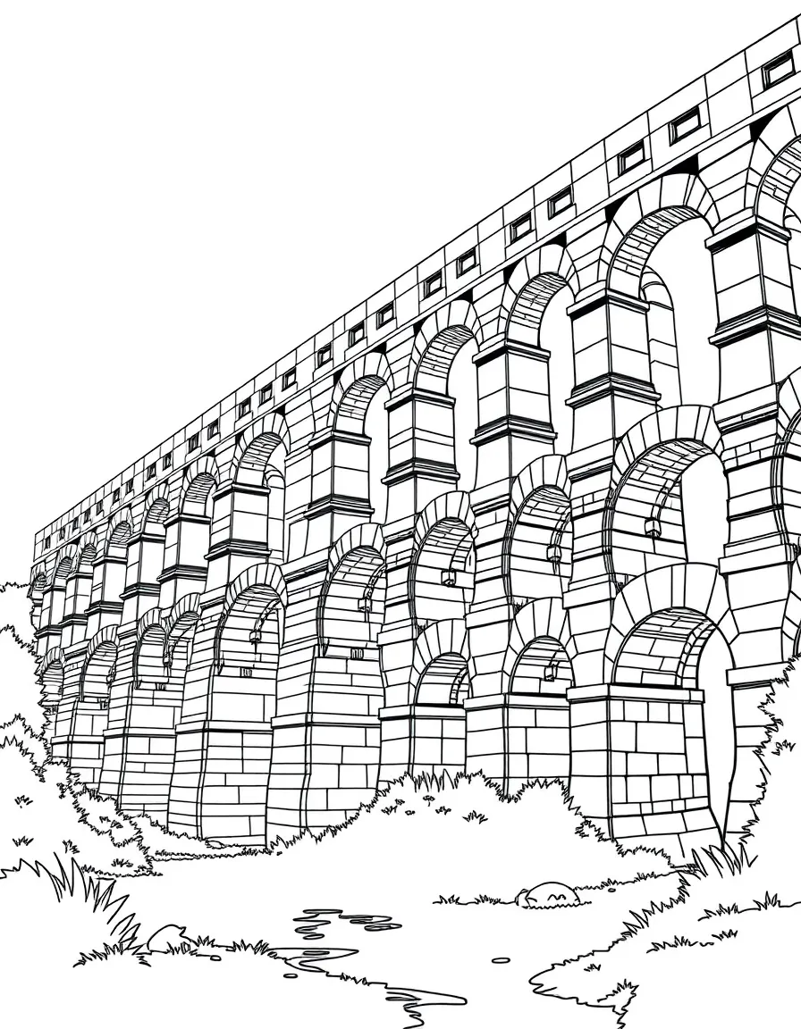 (France) Pont du Gard Roman aqueduct with three levels of arches