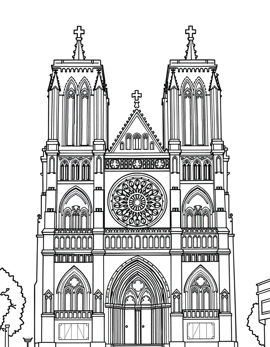 (France) Notre-Dame with flying buttresses and rose window