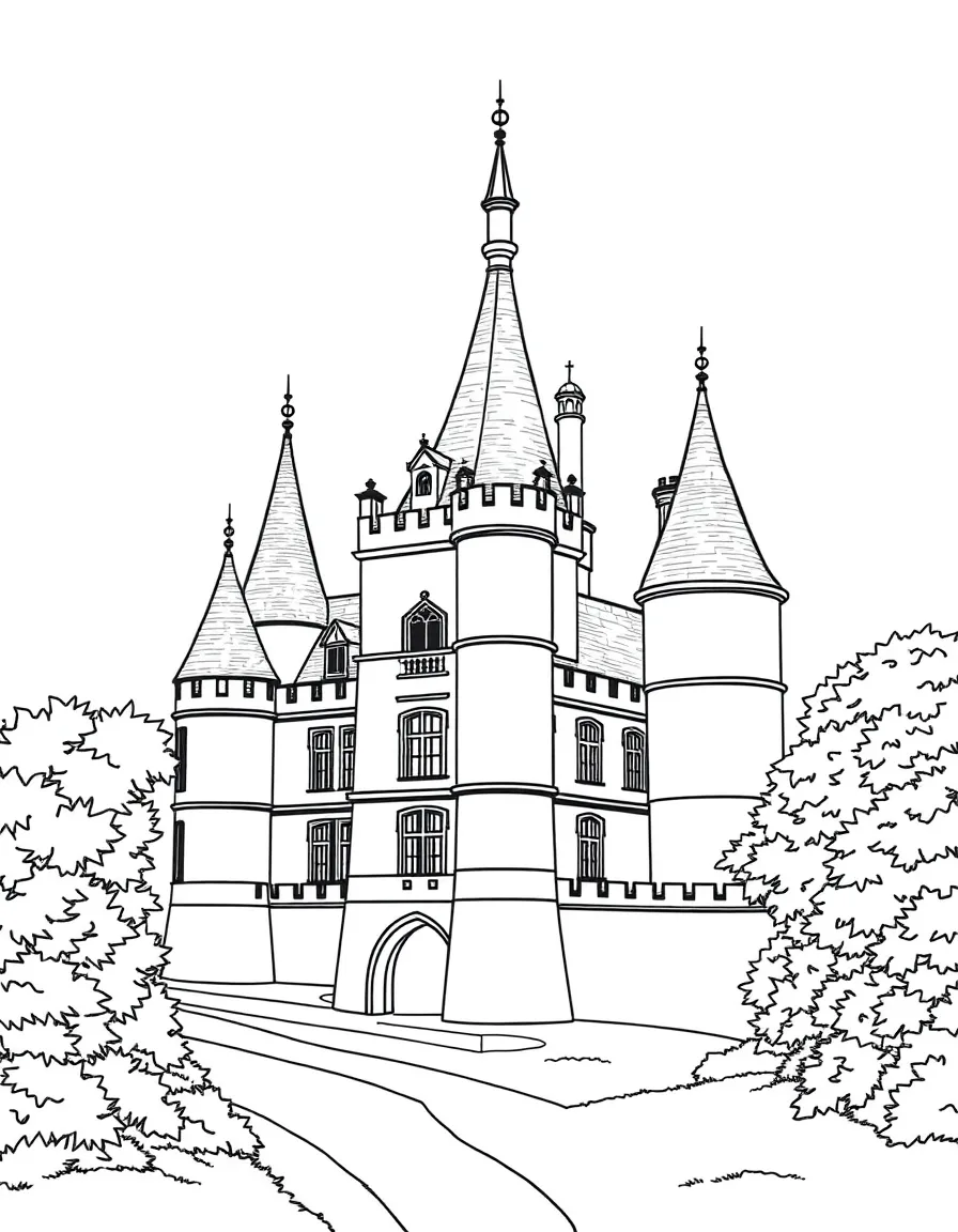 (France) Loire Valley château with turrets and spires
