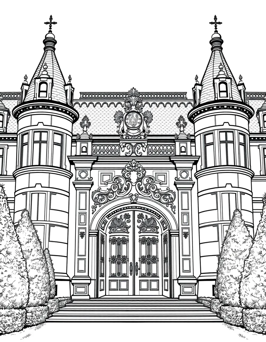 (France) Palace of Fontainebleau with ornate entrance