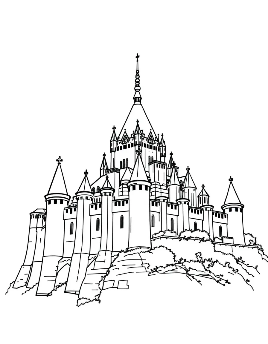 (France) Medieval abbey walls of Mont-Saint-Michel