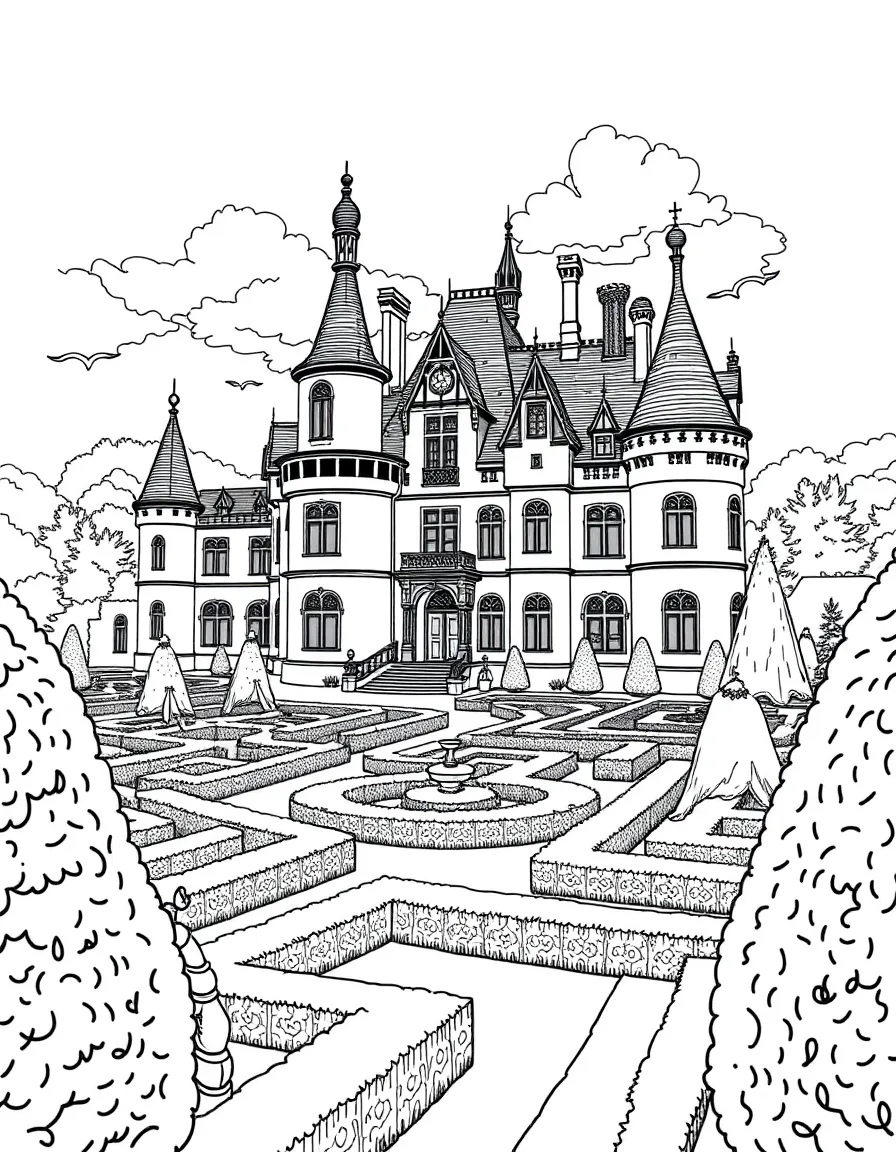 (France) Château de Villandry with its famous geometric gardens