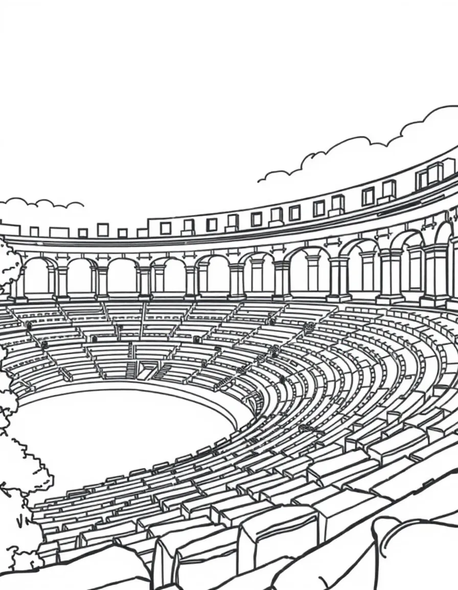 (France) Roman amphitheater in Nîmes with tiered seating