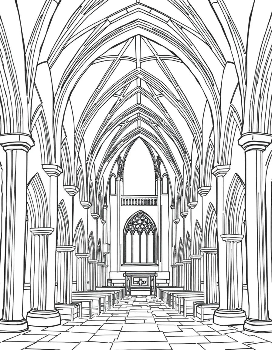 (France) Mont-Saint-Michel abbey church interior arches