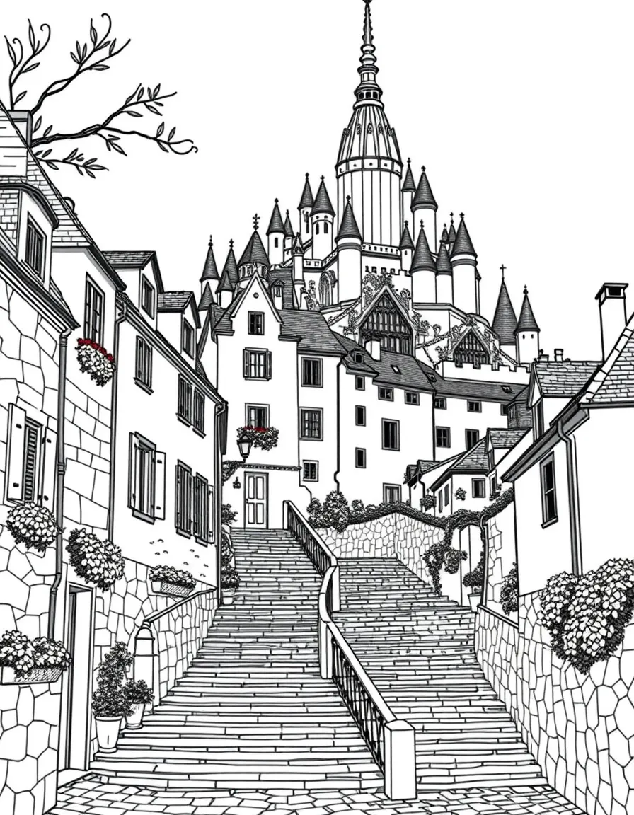 (France) Mont-Saint-Michel village streets and stairs