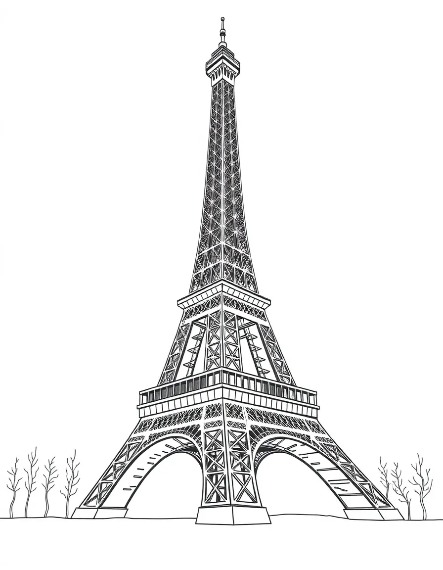 (France) Eiffel Tower during construction (partially built)
