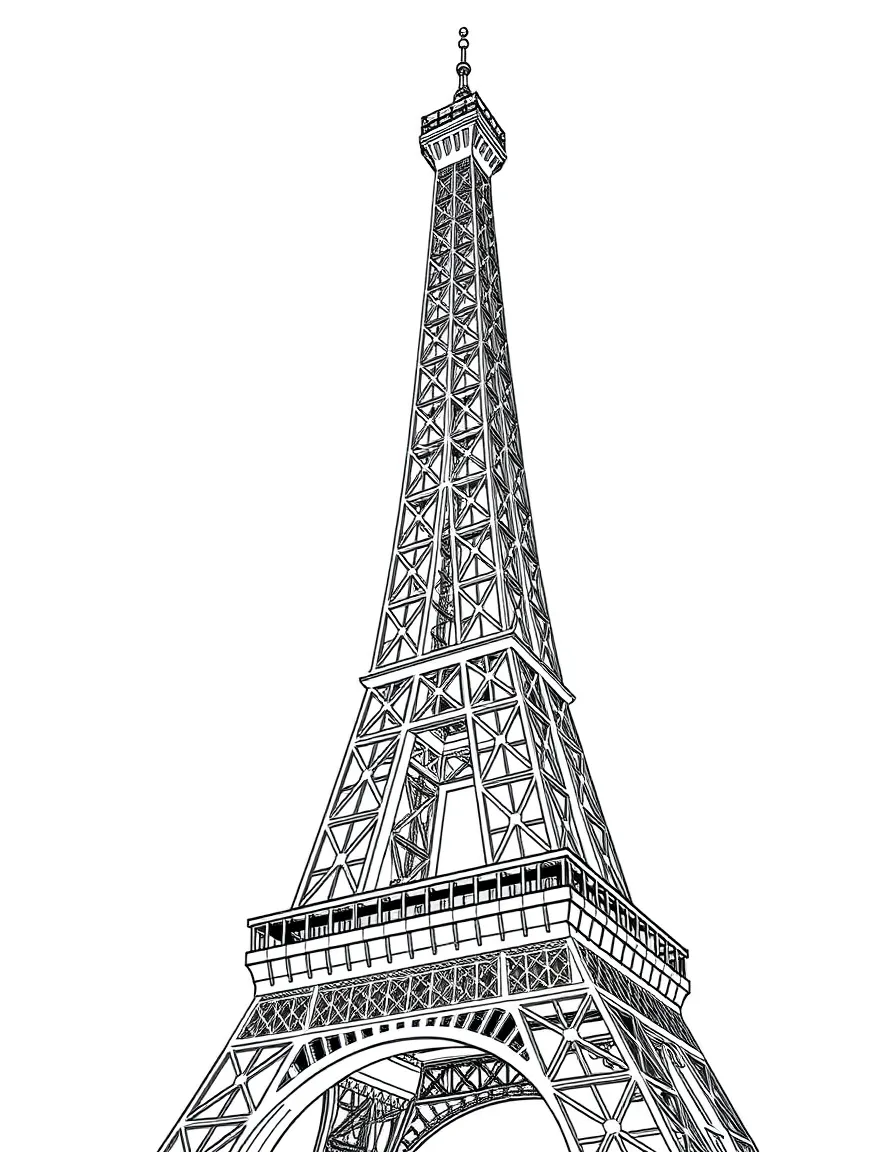 (France) Eiffel Tower elevator system (simplified mechanical drawing)