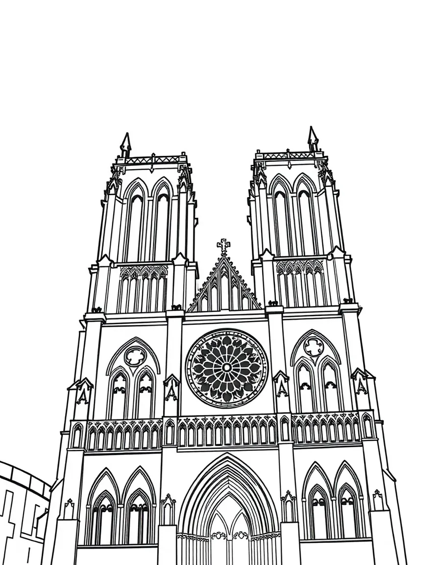(France) Notre-Dame clerestory windows and flying buttresses
