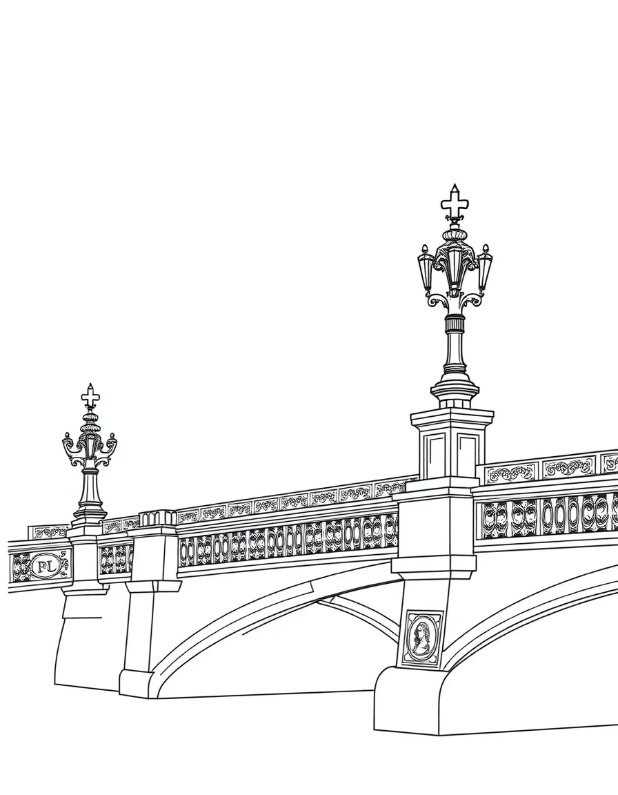 (France) Pont Alexandre III ornate bridge decorations