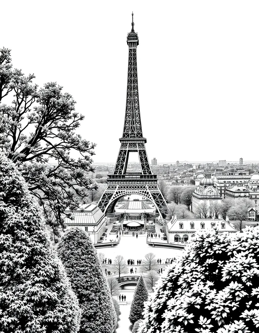 (France) Eiffel Tower viewed from Trocadéro gardens