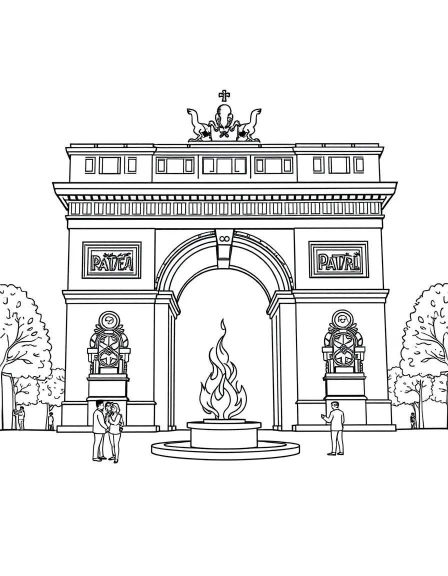 (France) Arc de Triomphe flame rekindling ceremony