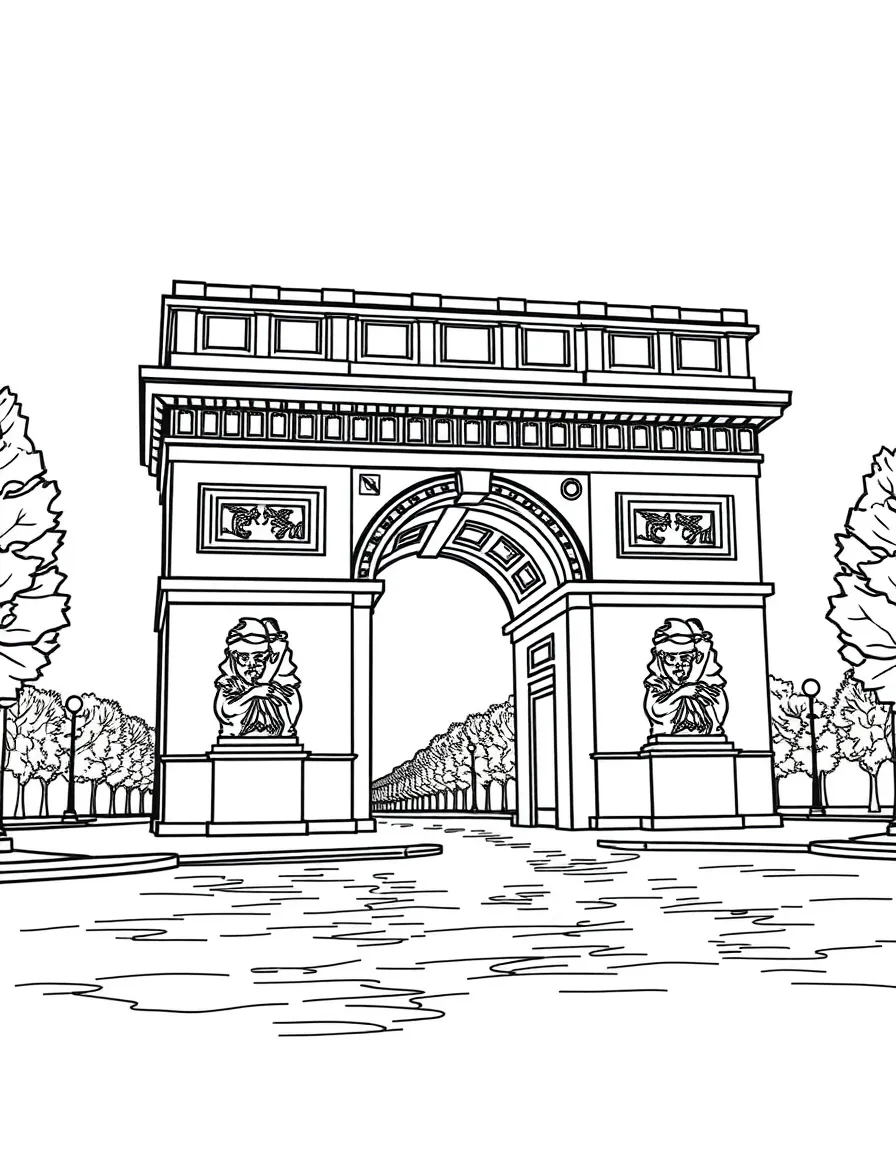 (France) Arc de Triomphe nighttime illumination