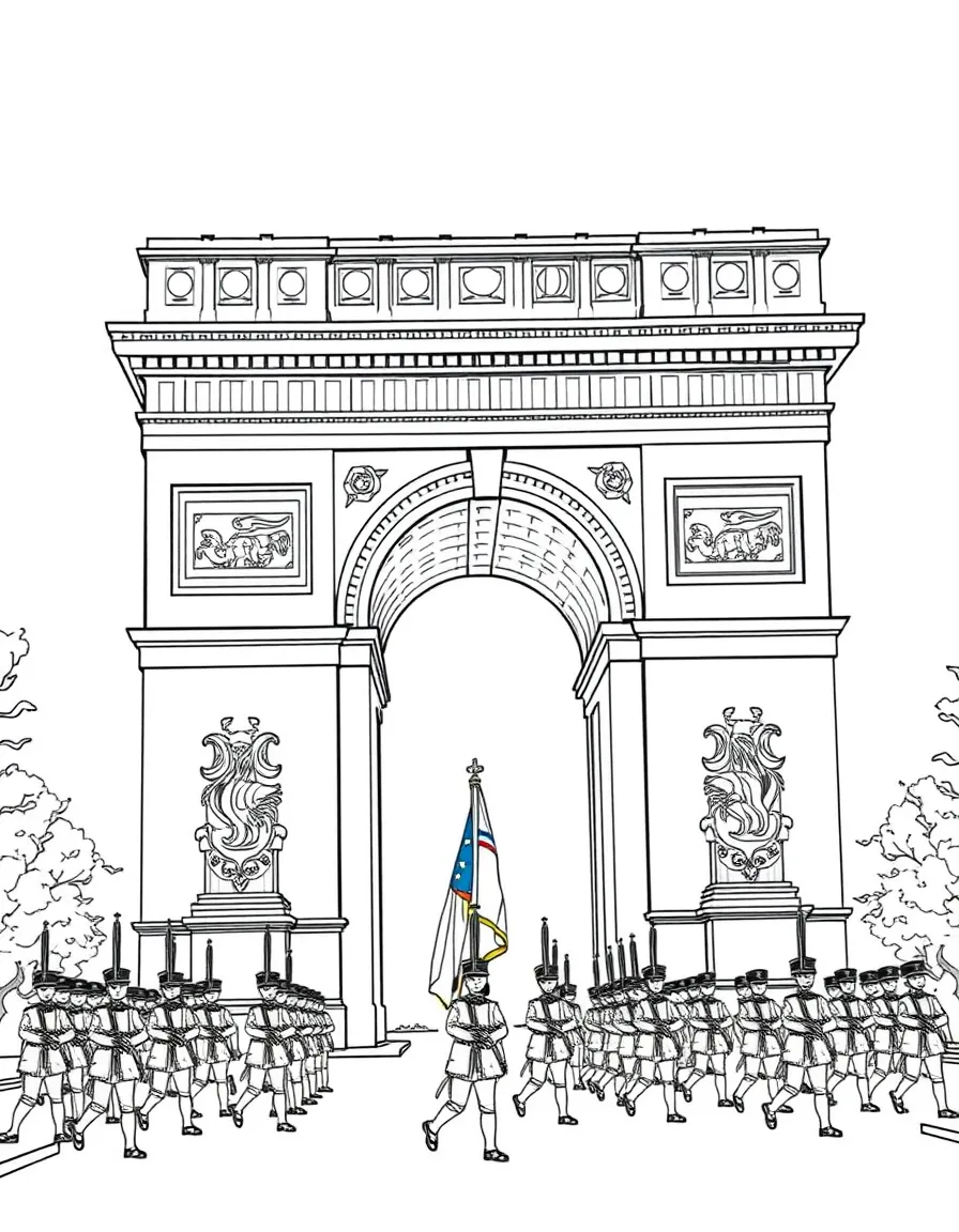 (France) Arc de Triomphe military parade formation