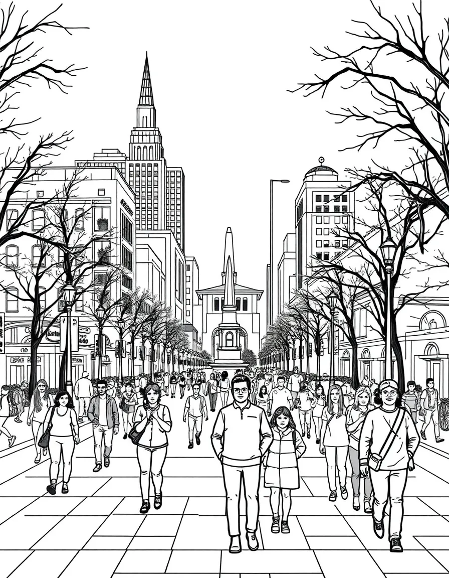 (Massachusetts) Boston Common with people walking and playing