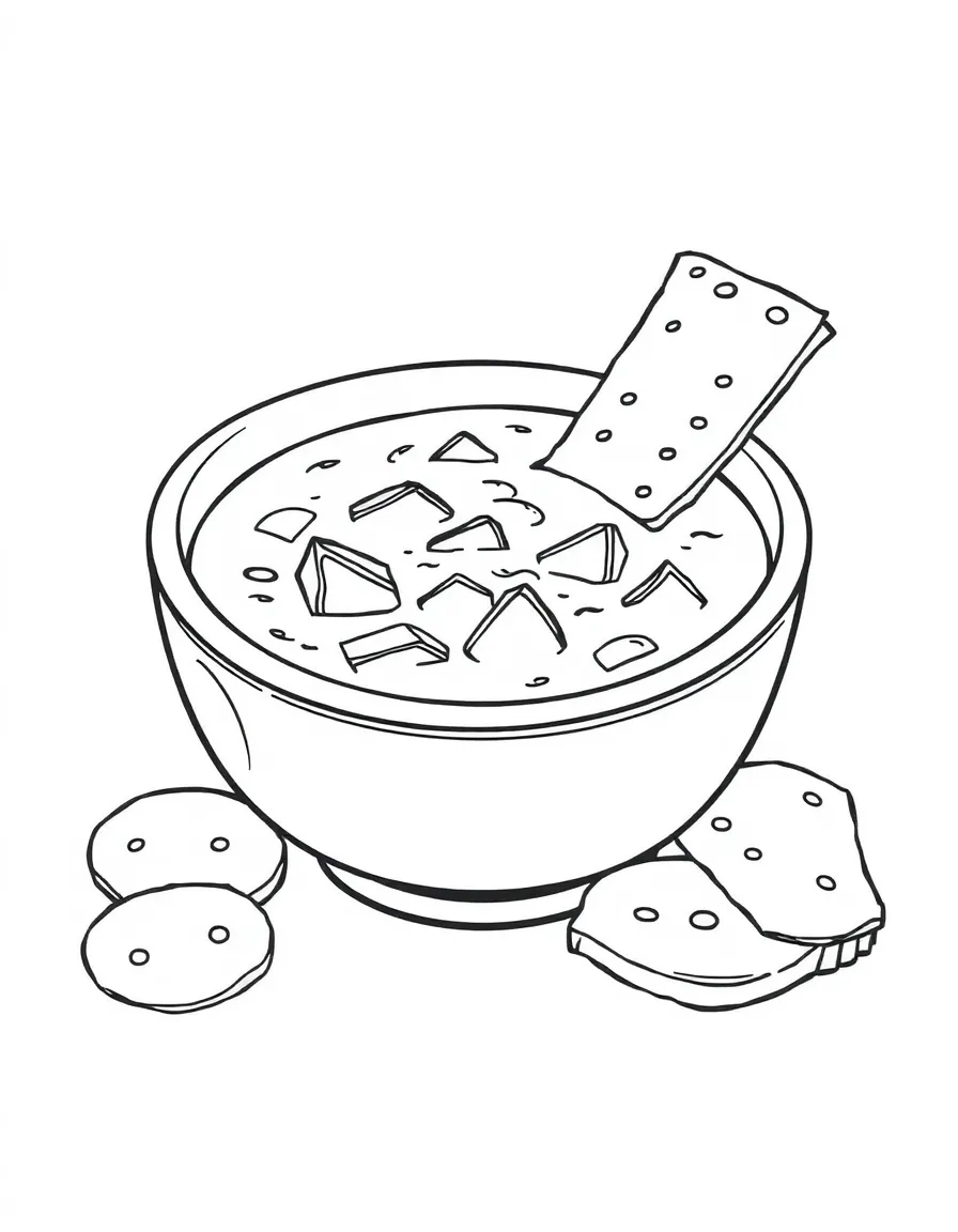 (Massachusetts) New England clam chowder bowl with crackers