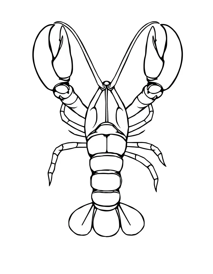 (Massachusetts) Lobster with claws and antennae for coloring