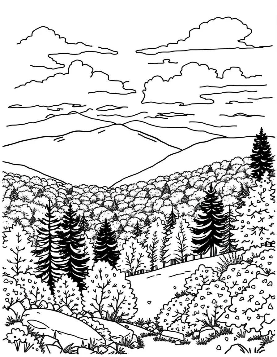 (Massachusetts) Berkshire Mountains landscape with fall foliage