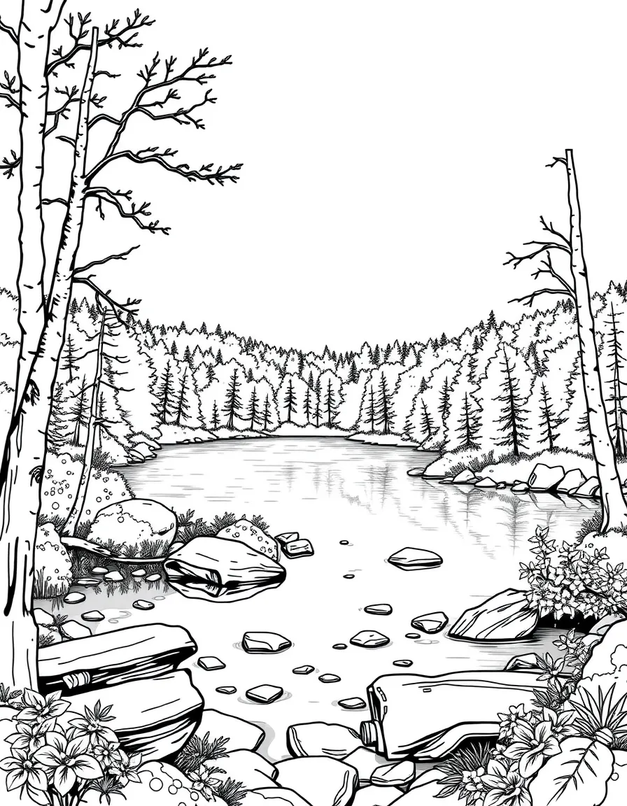 (Massachusetts) Walden Pond with peaceful nature scene