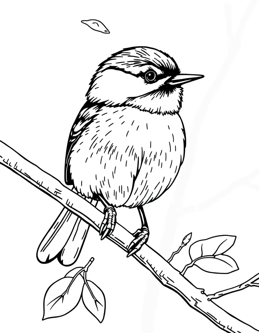 (Massachusetts) Chickadee bird perched on a branch