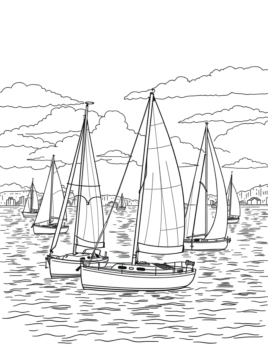 (Massachusetts) Sailing boats in Massachusetts Bay