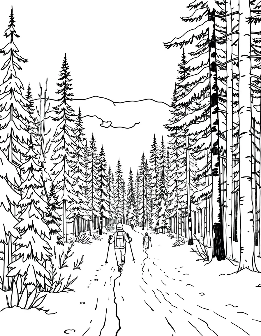 (Massachusetts) Cross-country skiing in winter forests