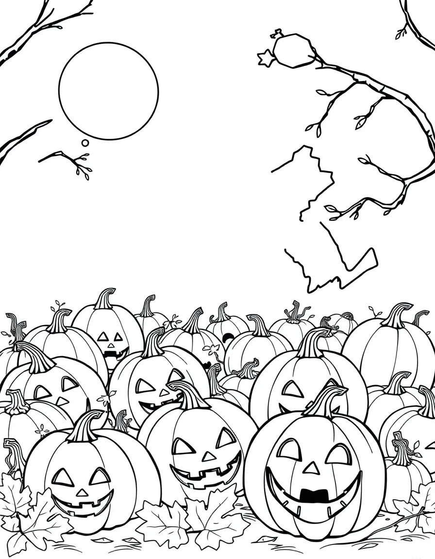(Massachusetts) Pumpkin patch with jack-o'-lanterns