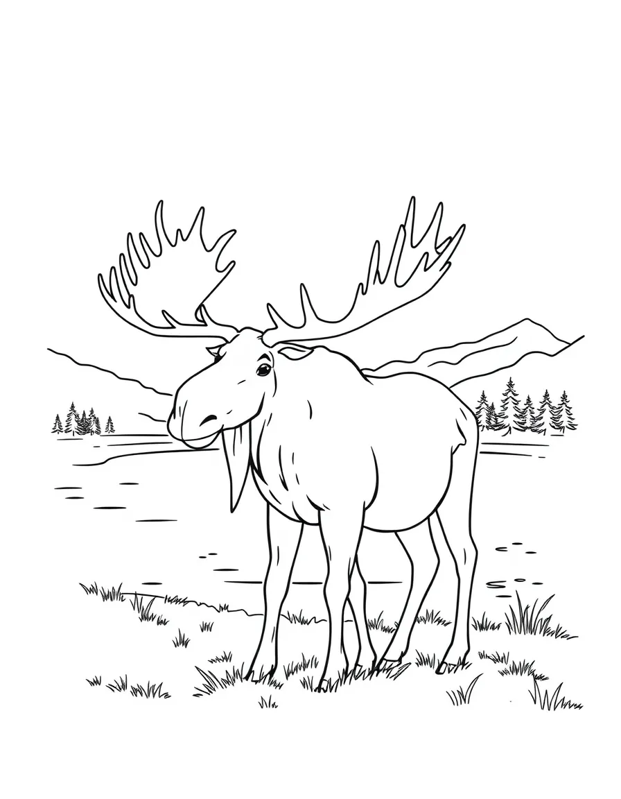 (Idaho) A moose standing near a lake in Idaho